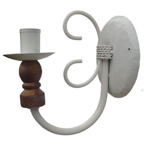 Arandela Simples de Madeira para Iluminação Sacada de Apartamento - Branco & Verniz