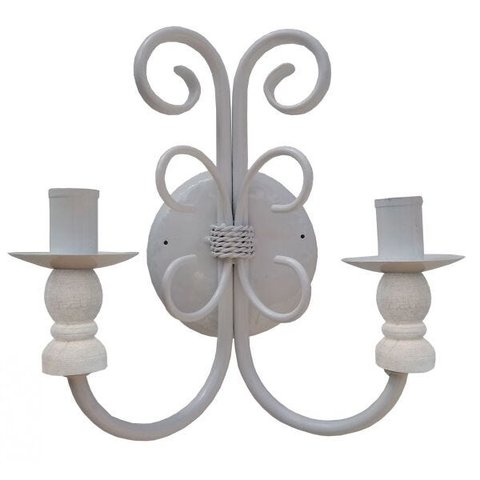Arandela de Ferro para Iluminação de Parede Rustica de Área Gourmet - Branco