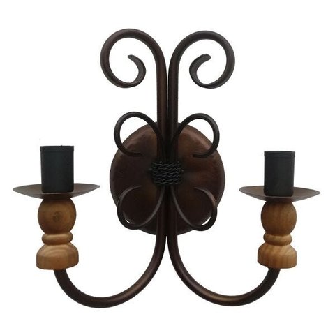 Arandela de Ferro para Iluminação de Parede Rustica de Área Gourmet - Verniz