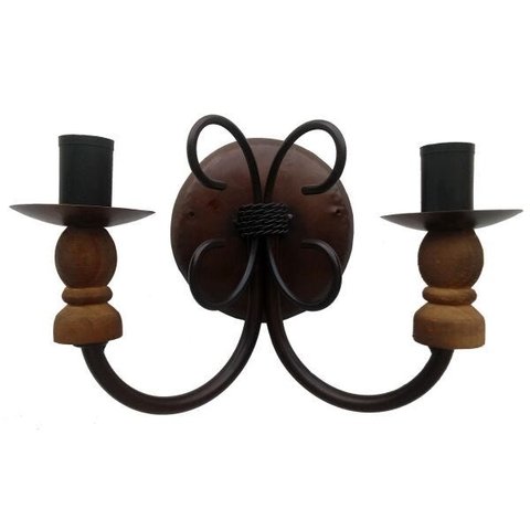 Luminária de Parede Arandela de Madeira Rustica para Cozinha Retro - Verniz