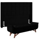 Ver imagem 1 de Kit Cabeceira Cama Box Paris 140 Cm com Puff Recamier Itália Bouclê Preto - Lyam Decor