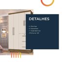 Ver imagem 6 de Guarda Roupas Solteiro 4 Portas 3 Gavetas Tokio Jequitibá / Off White