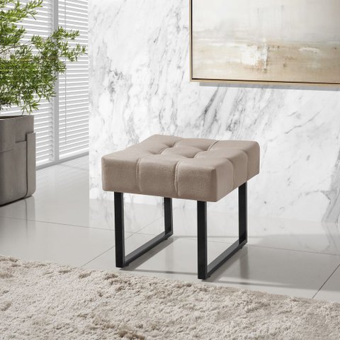 Banqueta Pés de Ferro Sala Quarto Moderna Luxo - Palha