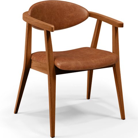 Poltrona Decorativa Para Sala de Estar Cecília B04 Couríssimo Camel - Lyam Decor