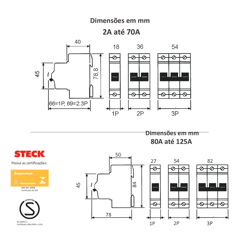 Disjuntor Serie Sd61 02a Ip Curva C Steck - 4