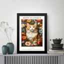 Ver imagem 1 de Quadro Poster Arte Gato com Flores 45x34cm:moldura Preta