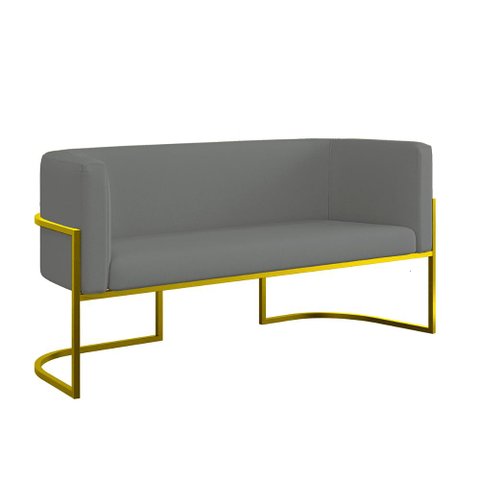 Sofá 2 Lugares Veludo Moderno Base Metal Gold – Balaqui Cor:cinza
