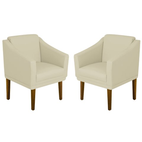Kit 2 Poltronas Anubis Decorativa Sala Recepção Bege