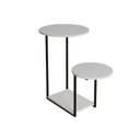 Ver imagem 1 de Mesa de Apoio Lateral Ferro Preto Tampo Redondo Branca