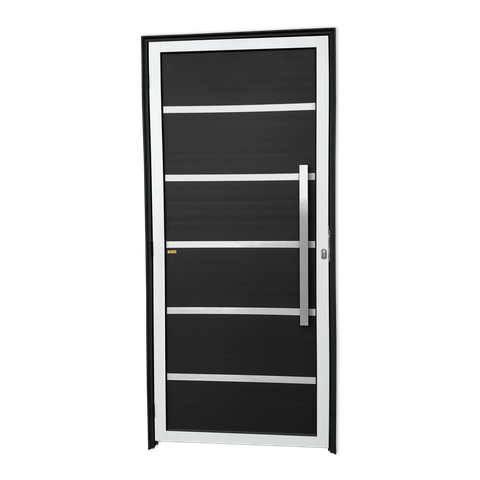 Porta Alumínio Lambril Premium c/Puxador D.Mix Preto 90 Brimak