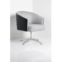 Ver imagem 1 de Poltrona Julia Giratoria Base Aluminio - Nobly Decor Cinza/Couro Preto