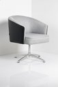 Ver imagem 1 de Poltrona Julia Giratoria Base Aluminio - Nobly Decor Cinza/Couro Preto