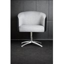 Ver imagem 3 de Poltrona Julia Giratoria Base Aluminio - Nobly Decor Cinza/Couro Preto