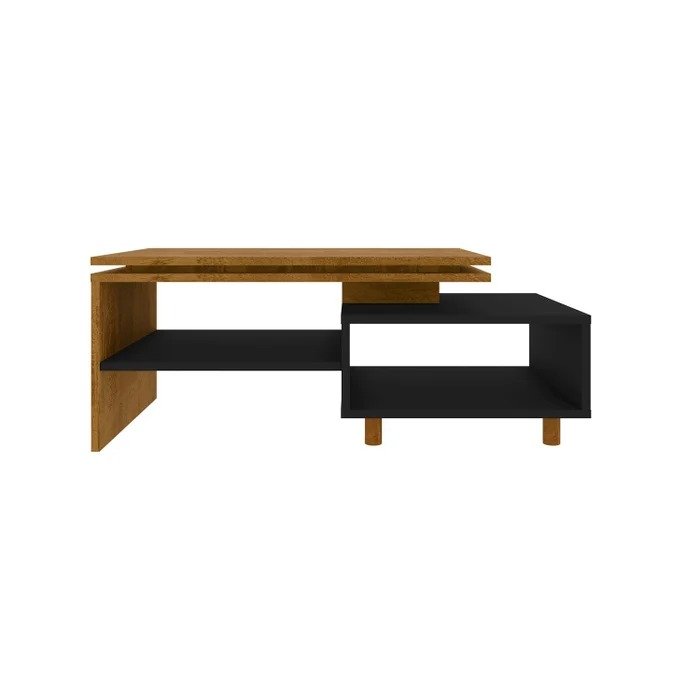 Mesa de Centro Decorativa Lima para Sala Tampo Duplo Design Moderno - Naturalle/preto - 4