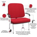 Ver imagem 2 de Cadeira de Escritório Recepção com Braço Fixa Cromada Magno P03 Crepe Vermelho - Lyam Decor