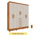 Ver imagem 6 de Guarda Roupa Casal 6 Portas 4 Gavetas Arizona S/ Espeho S/ Pés - Tcil Cinamomo/off White