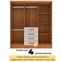 Ver imagem 4 de Guarda Roupa Casal 6 Portas 4 Gavetas Arizona S/ Espeho S/ Pés - Tcil Cinamomo/off White