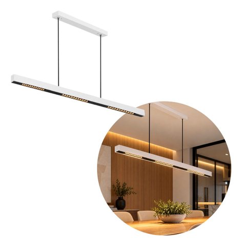 Pendente LED Flux Movi 30W 3000k Branco Luz Direta e Indireta Dimerizável LM3191 ST3360