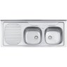 Pia de Apoio Tramontina Stratta 2C 34 FX DX em Aço Inox 120x50 cm com 2 Cubas - 1