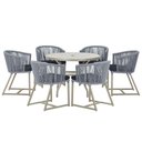Ver imagem 1 de Mesa e 6 Cadeiras de Jantar Noronha Fendi E12 Trama Original Prata