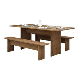 Conjunto Tunisia Mesa e 2 Bancos Madeirado - Gelius - Madeira - 2