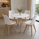 Ver imagem 1 de Conjunto Leda Mesa 90cm Compacta & 4 Cadeiras Leda Branca