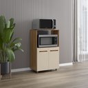 Ver imagem 1 de Armário Balcão Multiuso para Cozinha Micro-ondas e Forno Tais 02 Portas Savana Off White Moblis