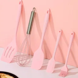 Kit Utensílios Silicone Cozinha 5 Peças:rosa - 3
