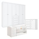 Ver imagem 7 de Quarto Americano 6 Portas com Berço Multifuncional Atlanta Ambiente Branco Fosco Henn - Reller