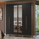 Ver imagem 1 de Guarda-Roupa Casal com Pés 6 Portas Batentes com Espelho Netuno Madesa