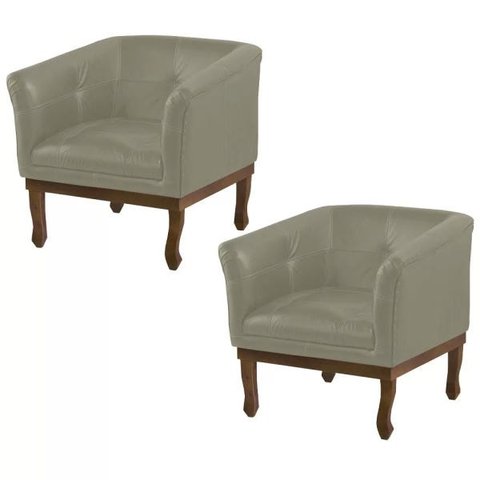 Kit 2 Poltronas Decorativa Noah Couro Fendi - Gran Belo