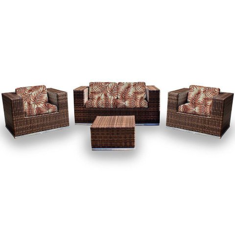 Conjunto Bora Bora - 1 Sofá 2 Lugares + 2 Poltronas + 1 Mesa de Centro - Capri