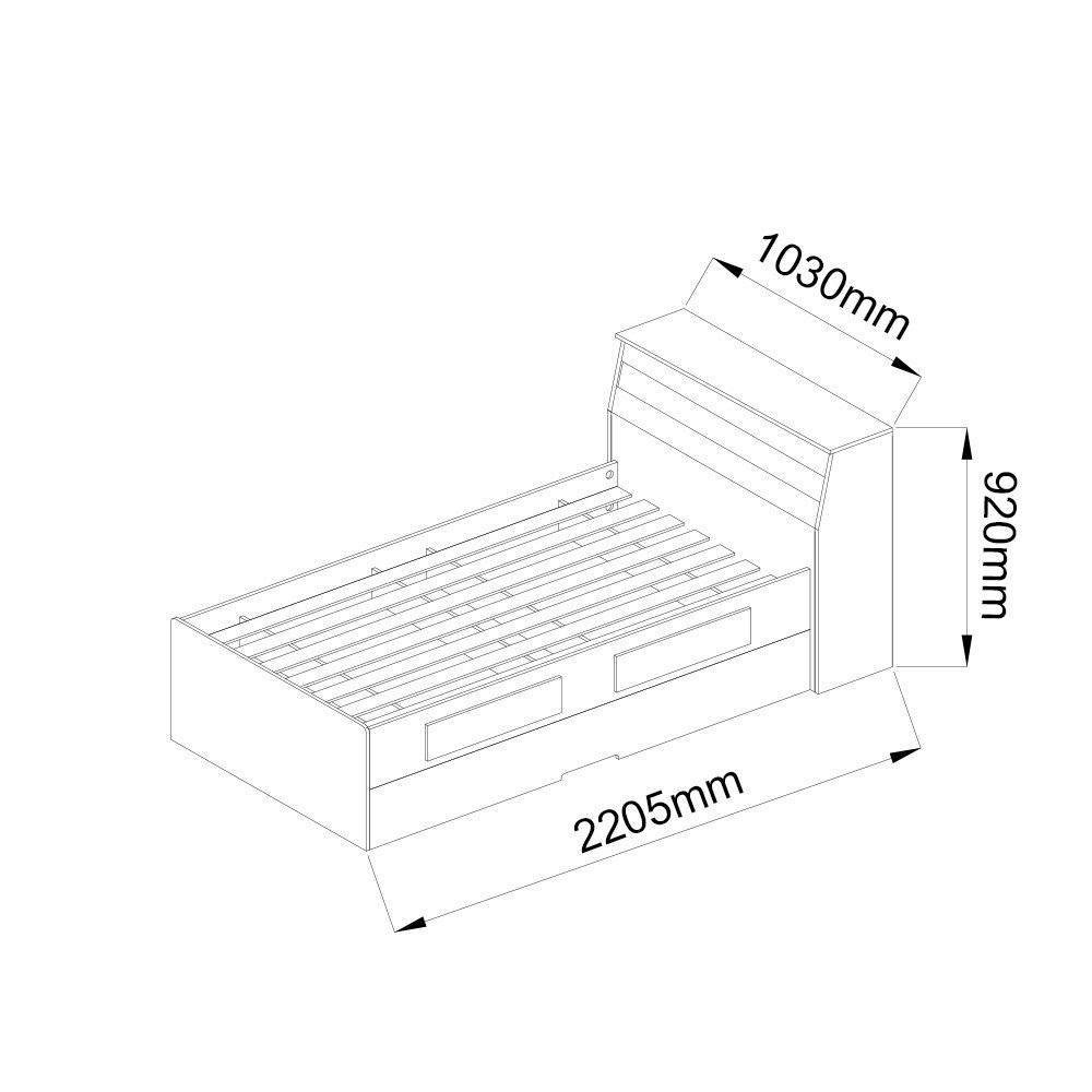 Bicama Solteiro para Colchão de 88cm Gelius Teen Madeirado - 5