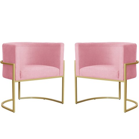 Kit 2 Poltronas Decorativa Luana Suede Rosa Mz Decor