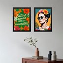 Ver imagem 2 de Kit 2 Quadros Decorativos Frida Latina 33x24cm - com Vidro:moldura Preta