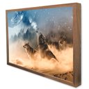 Ver imagem 4 de Quadro Decorativo Lobos em Moldura Caixa Tacolado Moldura Trad 1cm Madeira Escura com Vidro 40 X 60c