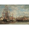 Quadro Eugène Boudin Festival no Porto de Honfleur 1858 - 50x50 - Papel fotográfico com vidro - 1