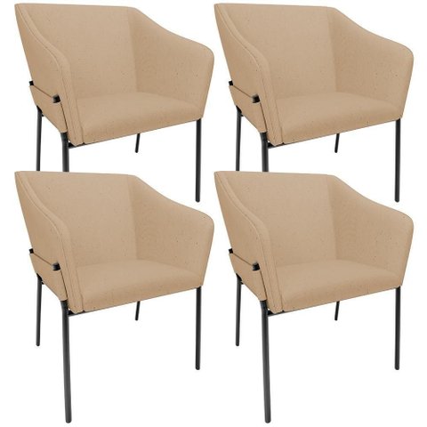 Kit 4 Cadeiras para Sala de Jantar Estar Living Olívia L02 Linho Bege Escuro - Lyam Decor