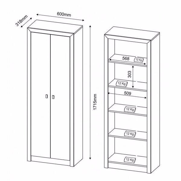 Armário para Escritório com 2 Portas 60cm Me4105 Tecno Mobili - Branco - 3