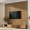 Ver imagem 1 de Rack Extensível com Painel Ripado TV 86 Polegadas Planejado 244x230cm Aruá CabeCasa MadeiraOriginals