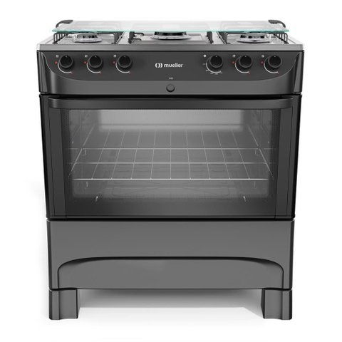 Fogão Mueller 5b com Mesa de Inox Mfi5bb Preto Fosco