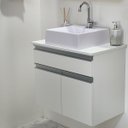 Ver imagem 2 de Balcão Banheiro Milão com Tampo e Cuba - Mdf Branco 60cm