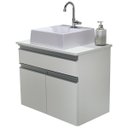 Ver imagem 1 de Balcão Banheiro Milão com Tampo e Cuba - Mdf Branco 60cm