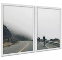 Ver imagem 2 de Kit 2 Quadros Decorativos Ciclistas na Estrada 24x18cm - com Vidro:moldura Preta