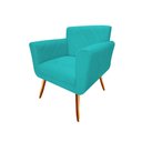 Ver imagem 3 de Kit Namoradeira + 1 Poltrona Decorativa Sabrina Suede Azul Tifany Pés Madeira Mz Decor