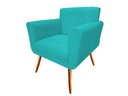 Ver imagem 3 de Kit Namoradeira + 1 Poltrona Decorativa Sabrina Suede Azul Tifany Pés Madeira Mz Decor