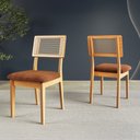Ver imagem 3 de Conjunto Mesa de Jantar MDF 4 Cadeiras Estofadas e Tela Sintética Carvalho Rose/Veronese - Dalla Cos