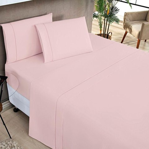 Jogo de Lençol Casal Padrão Elegance 200 Fios 4 Peças - Rosa