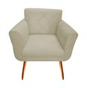 Ver imagem 3 de Kit Namoradeira + 1 Poltrona Decorativa Sabrina Couro Bege Pés Madeira Ms Decor