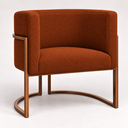 Ver mais imagens de Poltrona Decorativa Luna Bouclé Premium para Sala Escritório Recepção Base Circular em Ferro Madeira